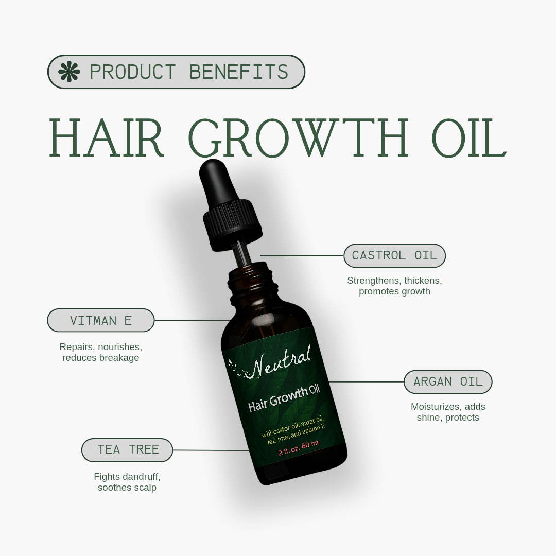 Neutral Hair Growth Oil – Natural Strength & Shine (2 fl. oz.)